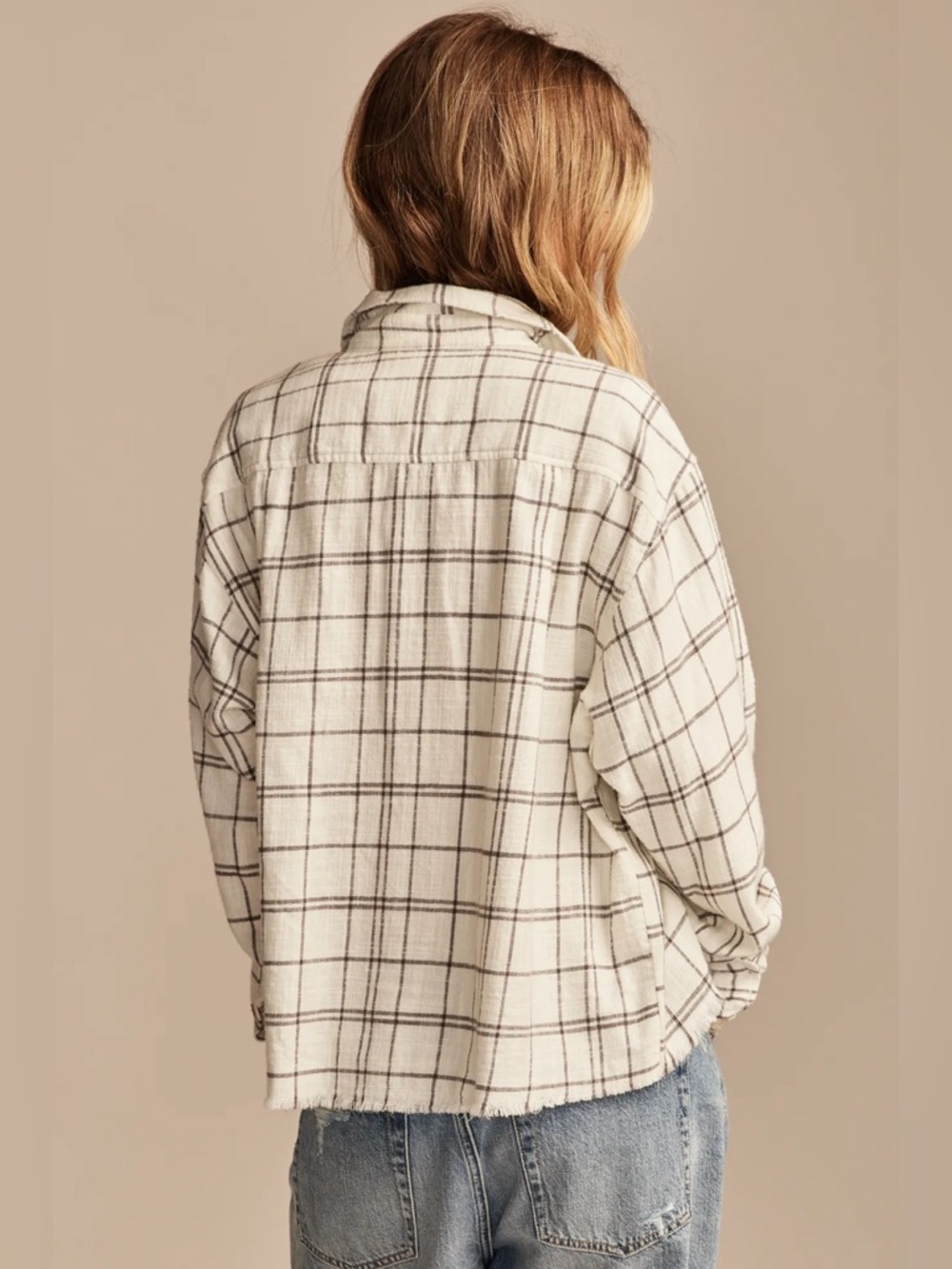 Lucky Brand Raw Edge Cropped Button Down Shirt - Picture 9 of 13